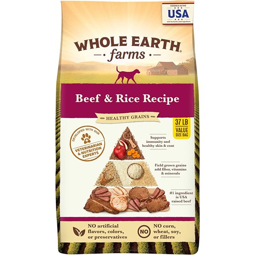 Whole Earth Farms Healthy Grains Beef & Rice Recipe Adult Dry Dog Food, 37-Lb
