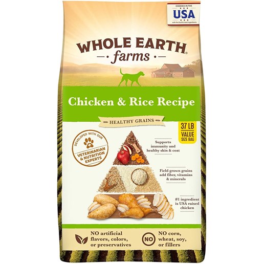 Whole Earth Farms Healthy Grains Chicken & Rice Recipe Adult Dry Dog Food, 37-Lb