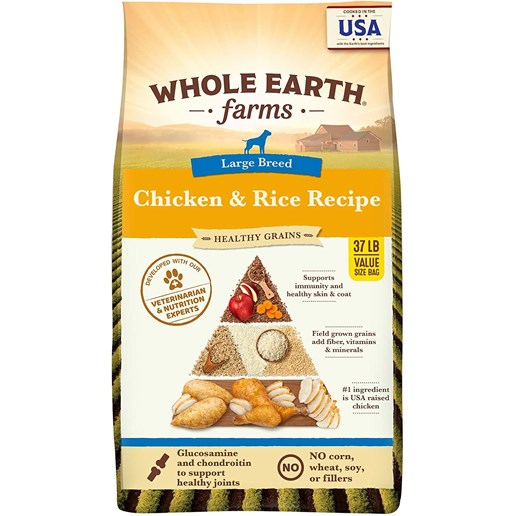 Whole Earth Farms Large Breed Healthy Grains Chicken & Rice Recipe Adult Dry Dog Food, 37-Lb
