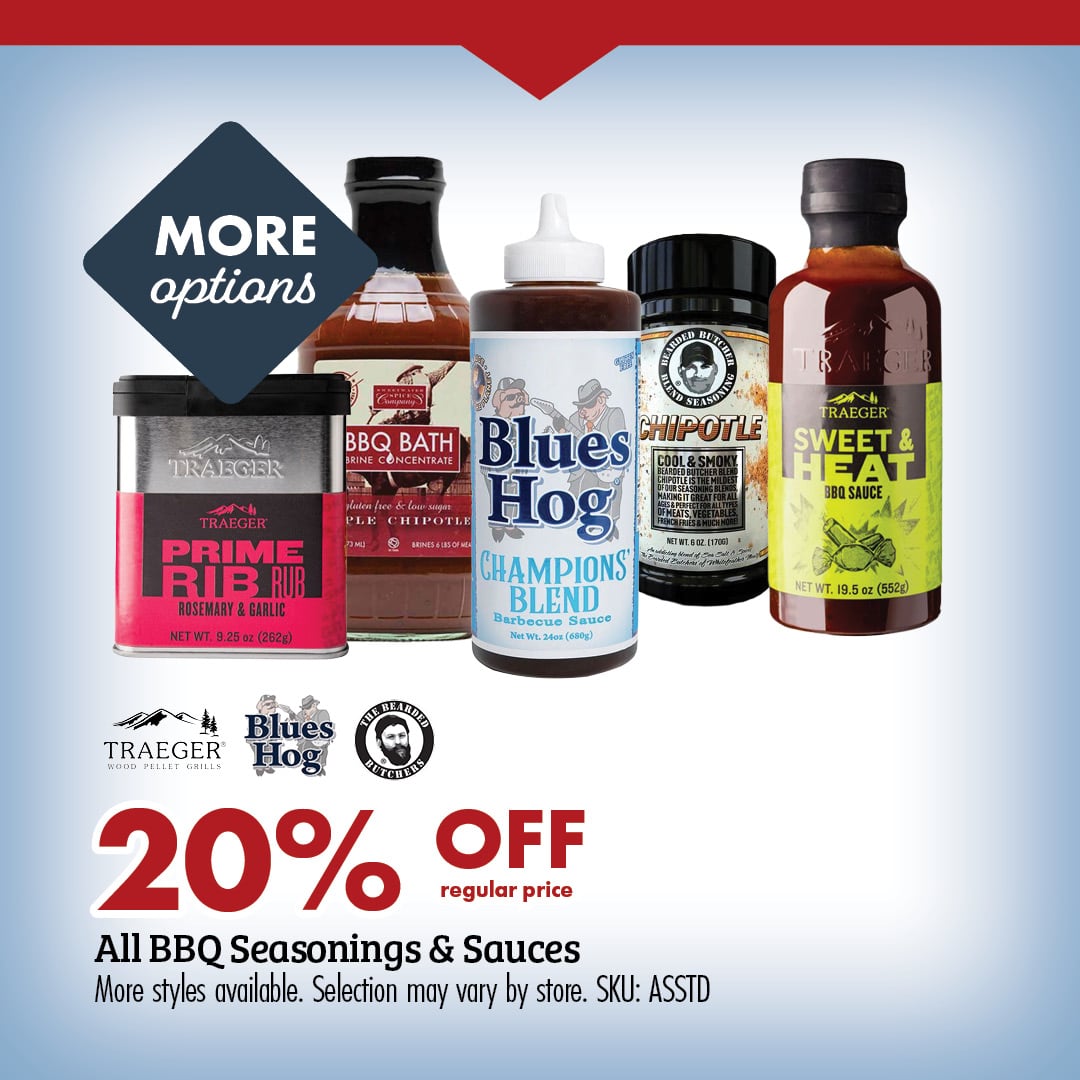 MORE options 20% OFF regular price All BBQ Seasonings & Sauces More styles available. Selection may vary by store. SKU: ASSTD