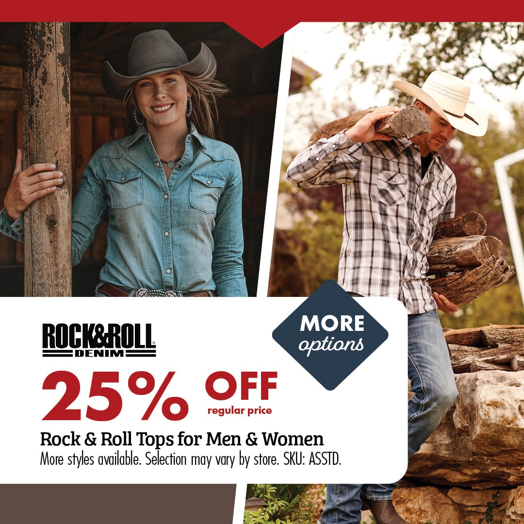 25% OFF regular price Rock & Roll Tops for Men & Women More styles available. Selection may vary by store. SKU: ASSTD.